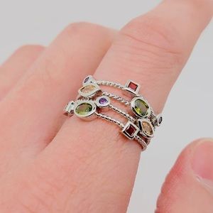 Handcrafted Copper Inlaid Colored Stone Ring
